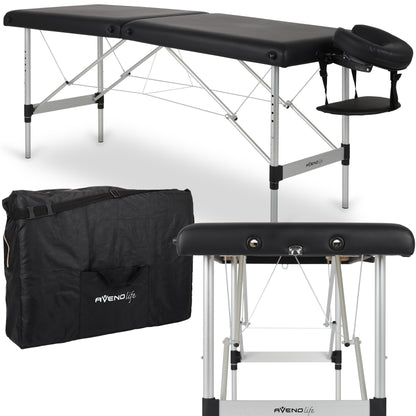 Massage table Aluminum Black - 193cm - Up to 250kg