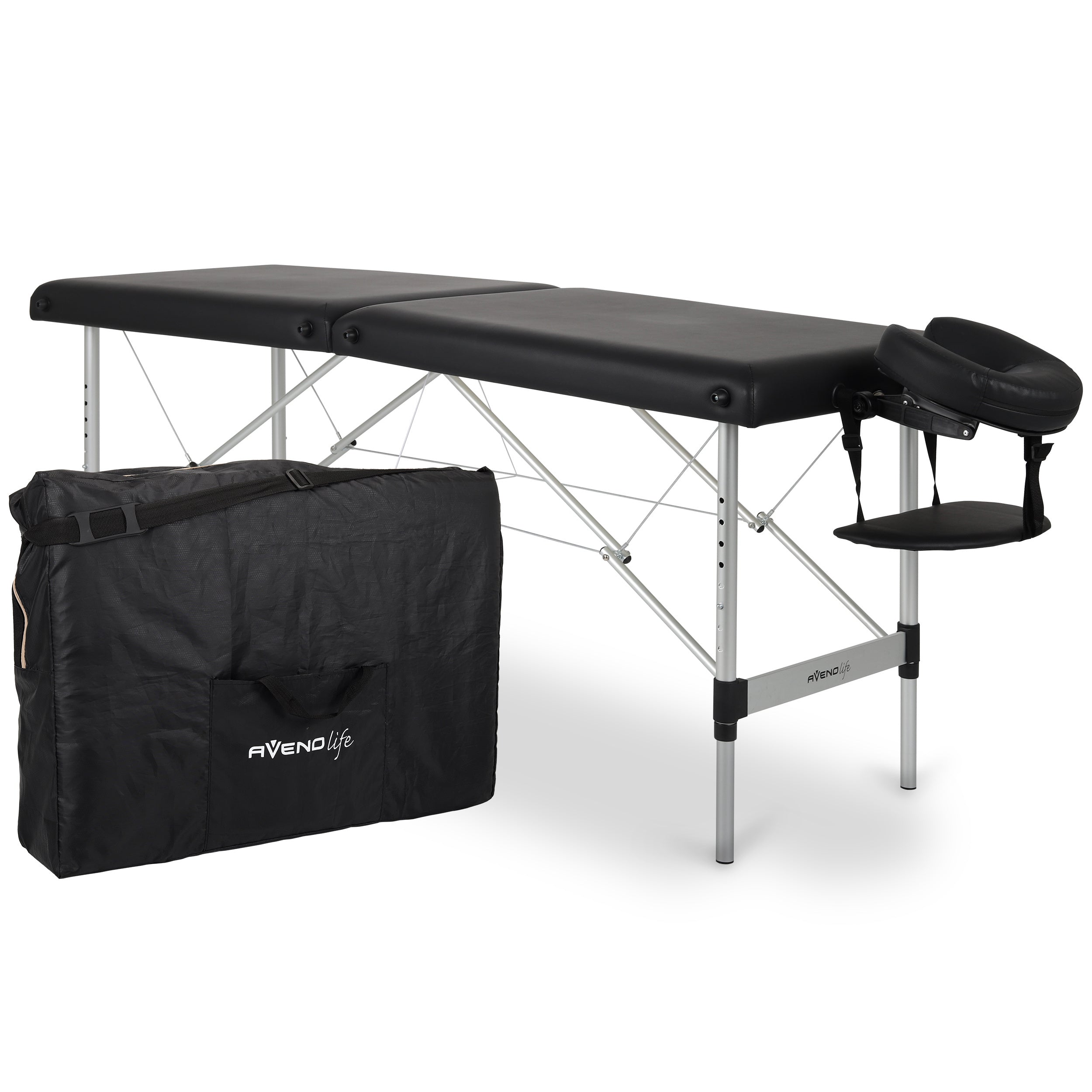 Massagetafel Aluminium Zwart - 193cm - Tot 250kg