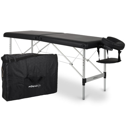 Massage table Aluminum Black - 193cm - Up to 250kg