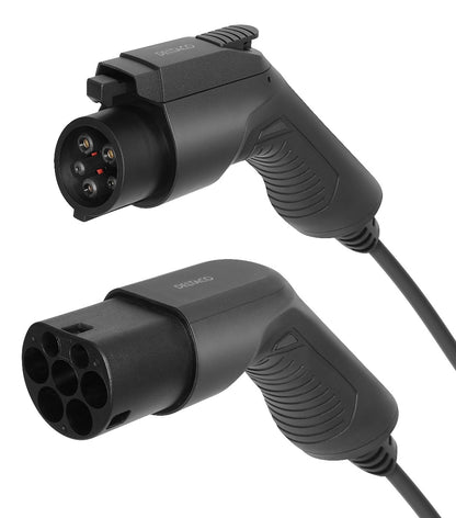 DELTACO EV-1107 e-Charge kabel - Type 2 naar Type 1 - 1-fase - 16A - 3.7KW - 7 m - Zwart