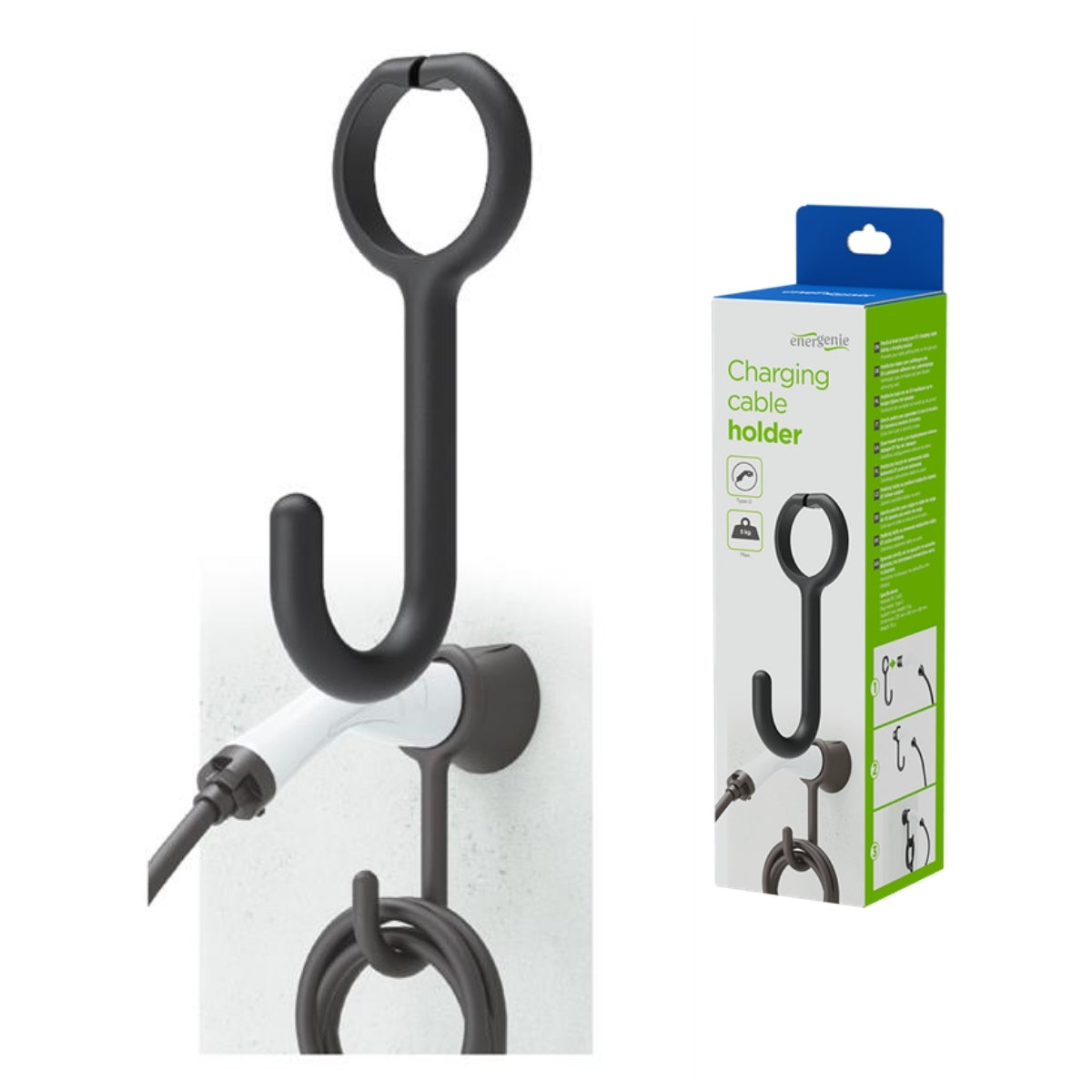 EV Laadkabel Haak & Houder - Universele Ophanghaak voor Elektrische Auto Laadkabel - Max. 5 kg