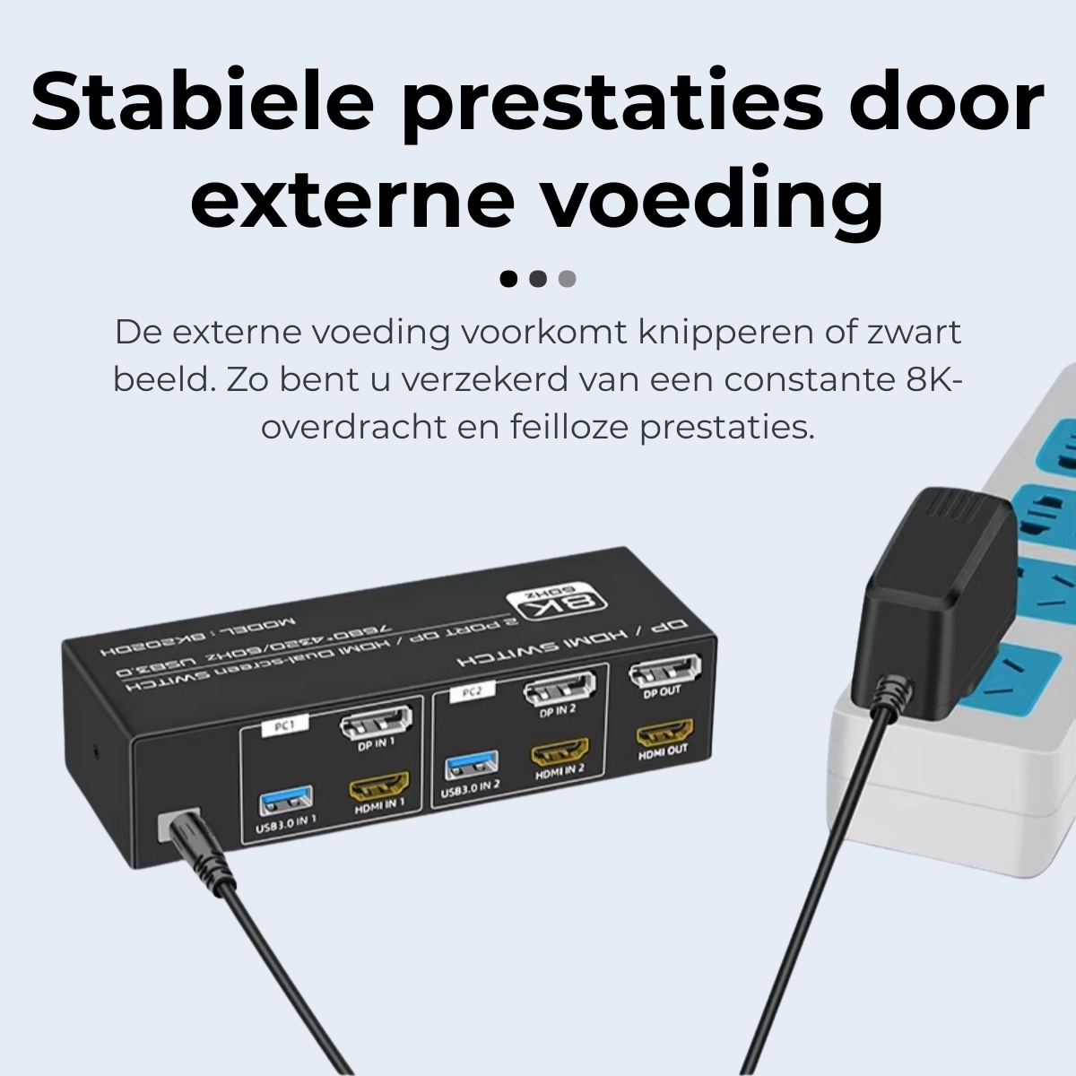 Delmark KVM Switch - DisplayPort & HDMI 2 PC's naar 2 Monitors - 8K60Hz - 4x USB 3.0 Poorten