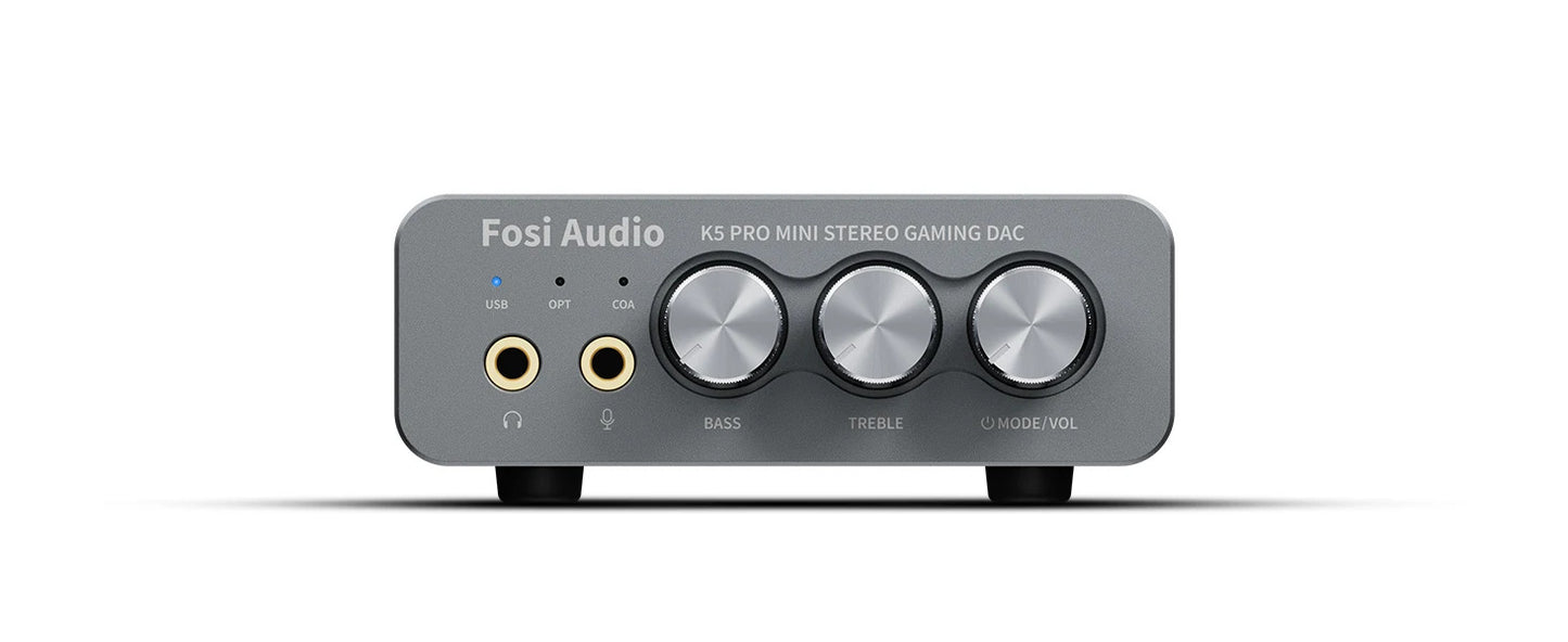 NÖRDIC Fosi Audio K5PRO1 DAC Versterker - Gaming - Geschikt voor PS5/PC/MAC - Audio Converter - USB-C, Optisch, Coaxiaal - 3,5mm, RCA
