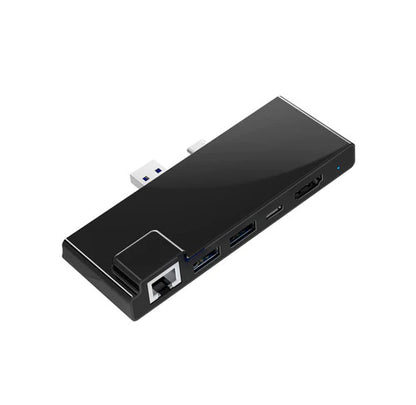 NÖRDIC SURF-102 Dockingstation - Geschikt voor MicroSoft Surface Pro7 - HDMI 4k30Hz, USB-A 5Gbps, USB-C PD87W, RJ45 LAN, TF, SD - Zwart