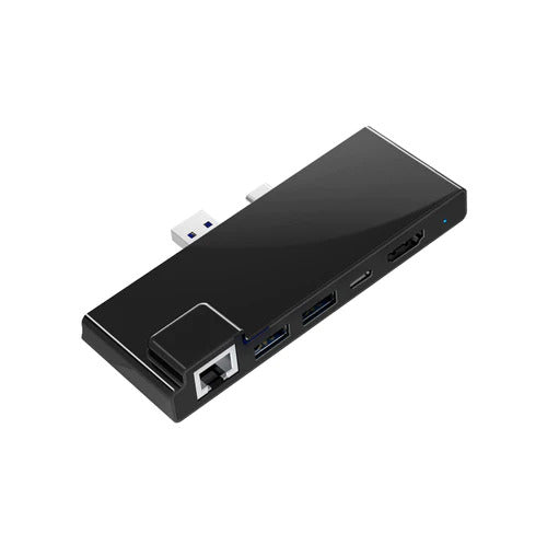 NÖRDIC SURF-102 Dockingstation - Geschikt voor MicroSoft Surface Pro7 - HDMI 4k30Hz, USB-A 5Gbps, USB-C PD87W, RJ45 LAN, TF, SD - Zwart