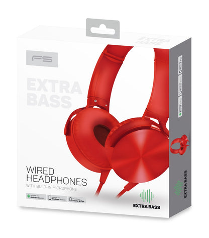 Omega Freestyle FH07R On-ear Headphones with Microphone - Red