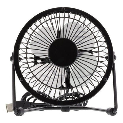 DELTACO FT-750, USB-miniventilator, RETRO, 10cm, bureau of tafel model, incl. USB kabel, zwart