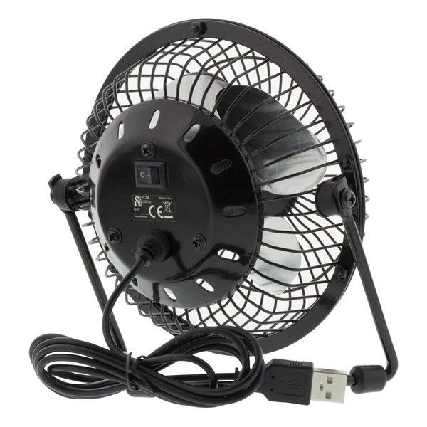 DELTACO FT-750, USB-miniventilator, RETRO, 10cm, bureau of tafel model, incl. USB kabel, zwart