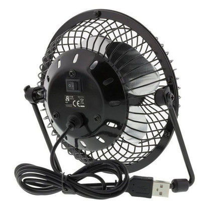 DELTACO FT-750, USB-miniventilator, RETRO, 10cm, bureau of tafel model, incl. USB kabel, zwart
