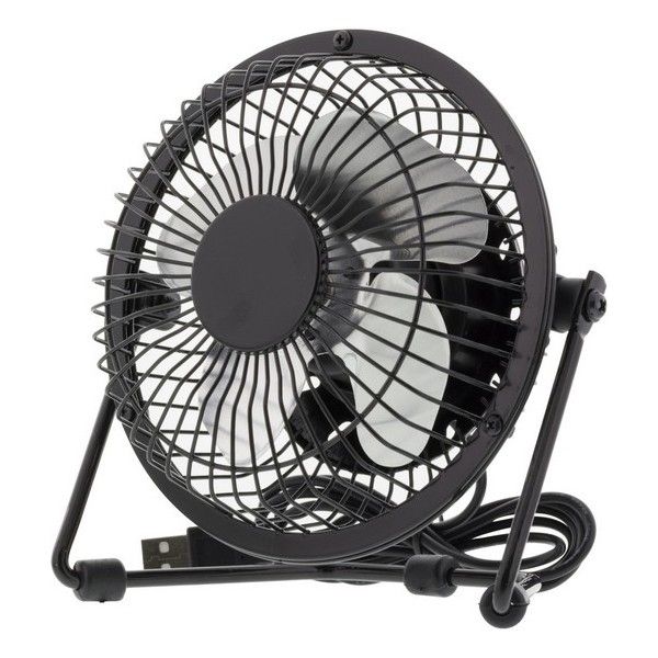 DELTACO FT-750, USB-miniventilator, RETRO, 10cm, bureau of tafel model, incl. USB kabel, zwart