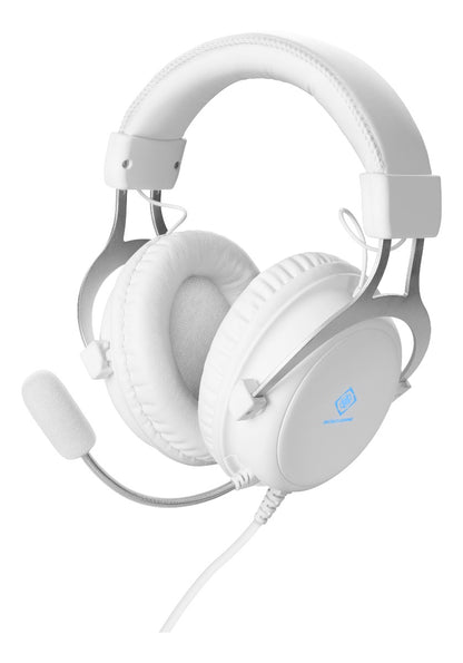DELTACO GAM-030-W Stereo Gaming Headset, 57mm drivers, 2 x 3.5 mm mini-jack, volume op headset, LED verlichting, Wit