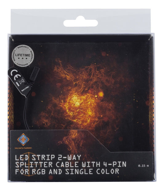 DELTACO GAMING GAM-059 LED Strip 2-wegs splitterkabel, passief, 4-pins, 0,15 m