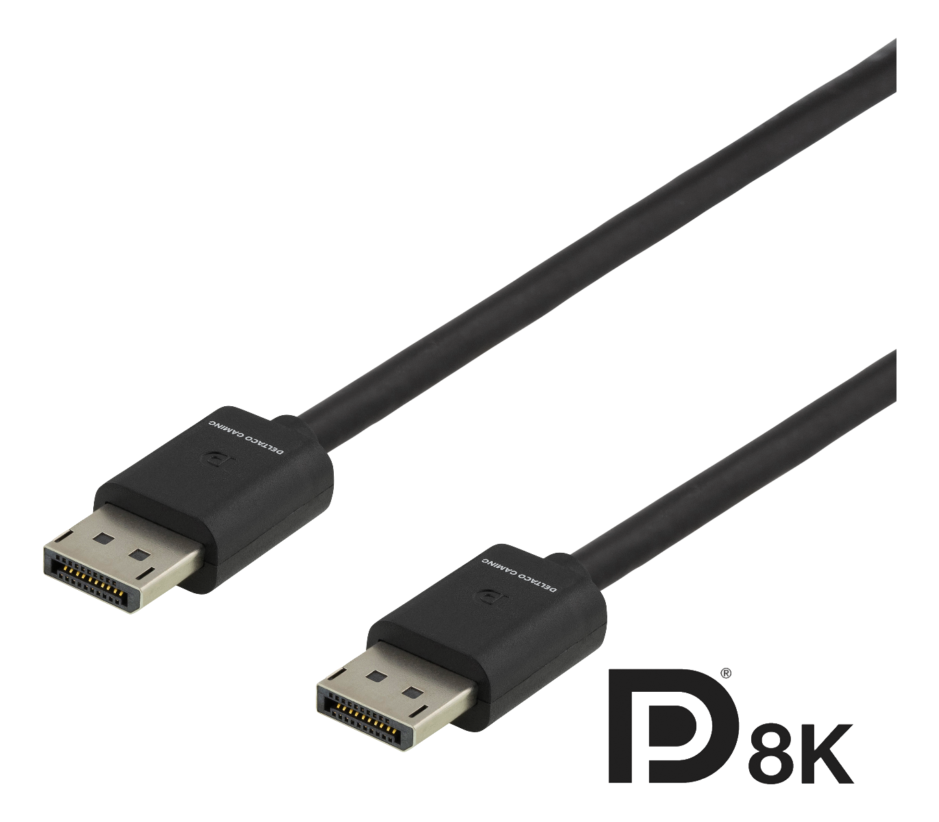 DELTACO GAMING GAM-060, DisplayPort 1.4 kabel, 7680x4320 in 60Hz, DSC 1.2, HBR3 - 2 meter