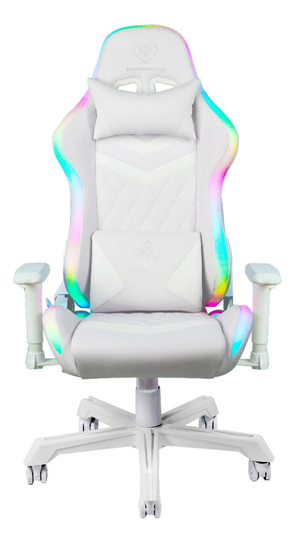 DELTACO GAMING GAM-080-W - Gamingstoel in kunstleer met nek- en rugkussen - Wit / RGB