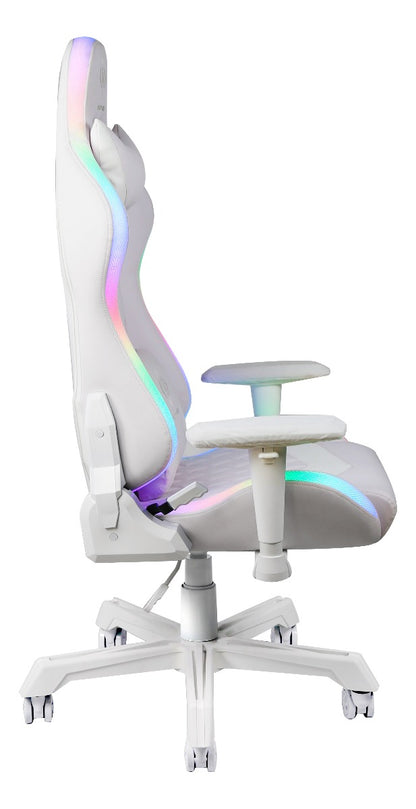 DELTACO GAMING GAM-080-W - Gamingstoel in kunstleer met nek- en rugkussen - Wit / RGB