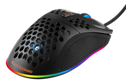 DELTACO GAMING GAM-108 Ultralight gaming mouse - 7 buttons - 6400 DPI - rubberized side grips - RGB/Black