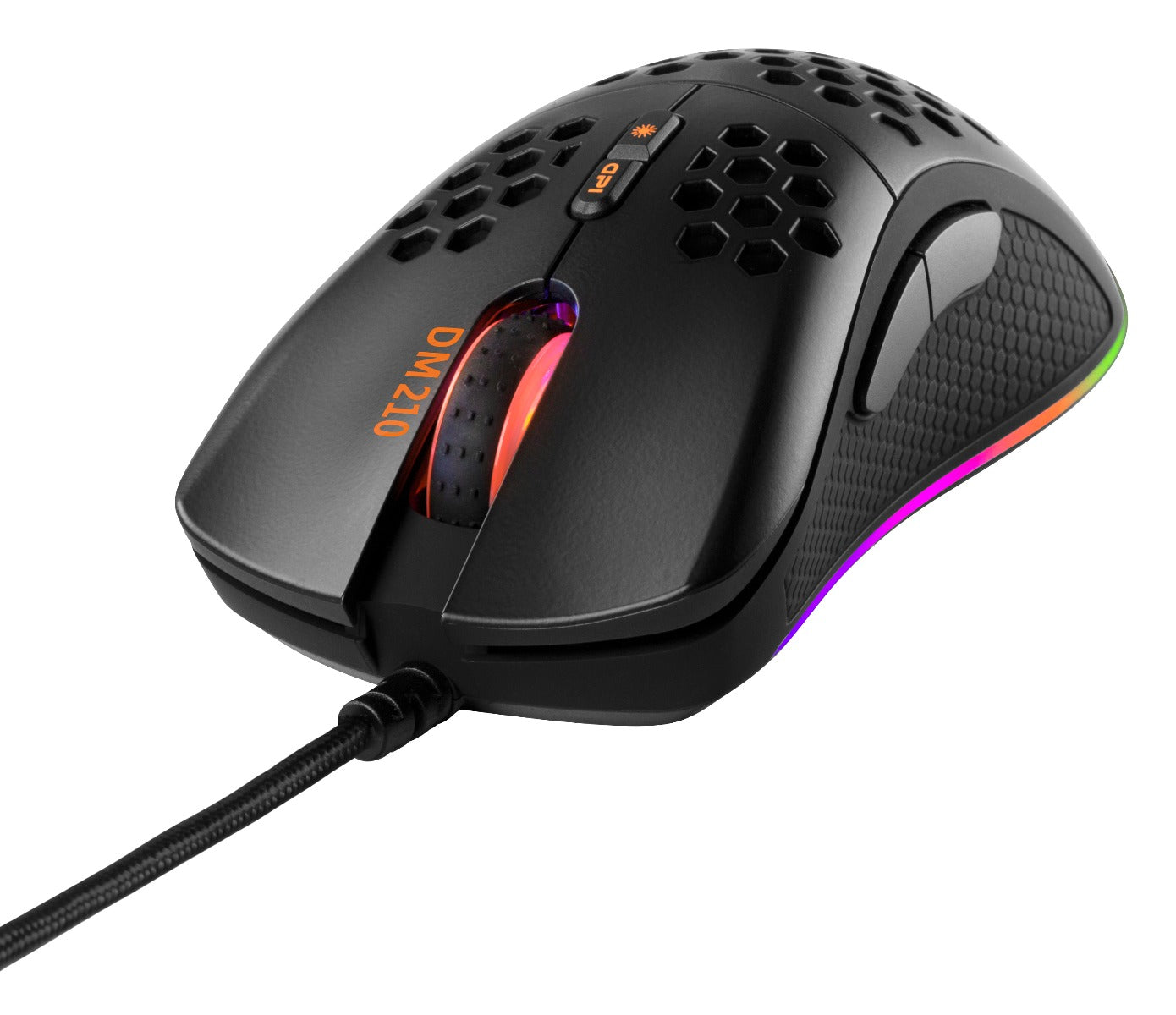 DELTACO GAMING GAM-108 Ultralight gaming mouse - 7 buttons - 6400 DPI - rubberized side grips - RGB/Black
