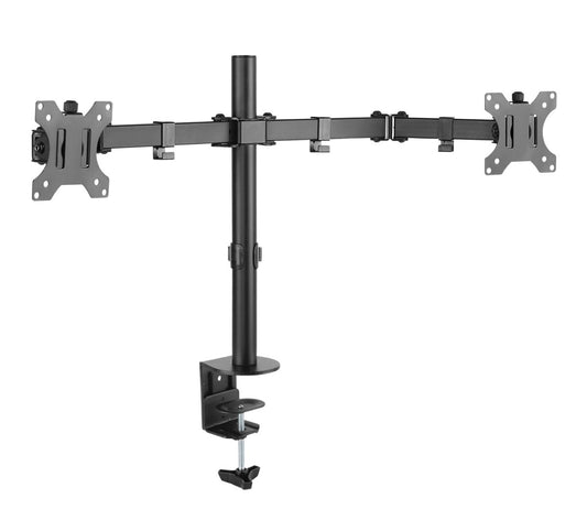 NÖRDIC GAME-N1000, double monitor arm, bracket for 13 to 32 inch screens, swivel, tilt and pivot, black