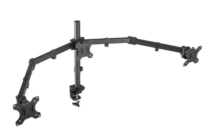 NÖRDIC GAME-N1001, Triple monitor desk mount, from 13"-27", VESA 75x75 - VESA 100x100, tiltable, rotatable and swivelable, Black