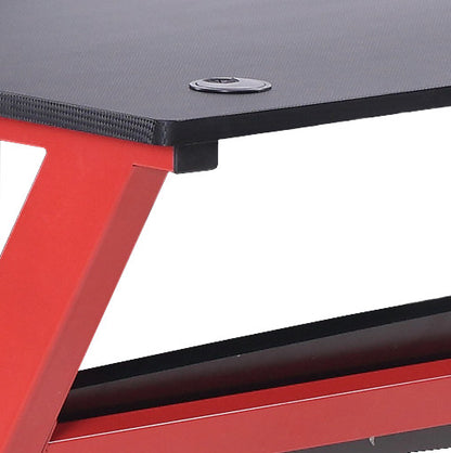NÖRDIC GAME-N1008 - Gaming tafel, MDF-schijf en metalen poten, rood met zwart