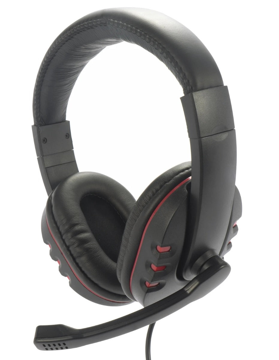 NÖRDIC GAME-N1025 Stereo gaming headset met microfoon en volumeregeling 3,5 mm jack, 2,2 m kabel, zwart/ rood