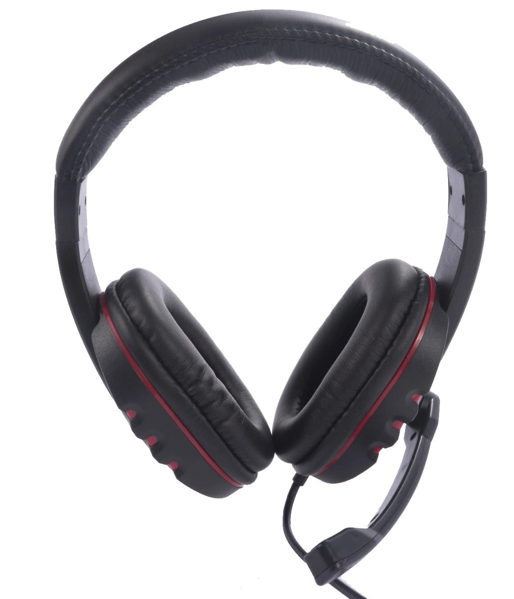 NÖRDIC GAME-N1025 Stereo gaming headset met microfoon en volumeregeling 3,5 mm jack, 2,2 m kabel, zwart/ rood