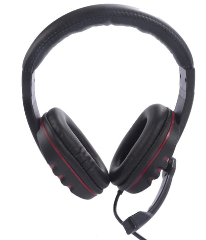 NÖRDIC GAME-N1025 Stereo gaming headset met microfoon en volumeregeling 3,5 mm jack, 2,2 m kabel, zwart/ rood