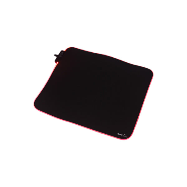 NÖRDIC GAME-N1034 RGB Gaming mouse pad, 320x270x3mm (S), Non-slip base made of natural rubber, Elastane fabric top, Stitched edges, Black