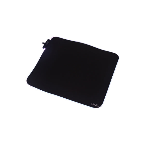 NÖRDIC GAME-N1034 RGB Gaming mouse pad, 320x270x3mm (S), Non-slip base made of natural rubber, Elastane fabric top, Stitched edges, Black