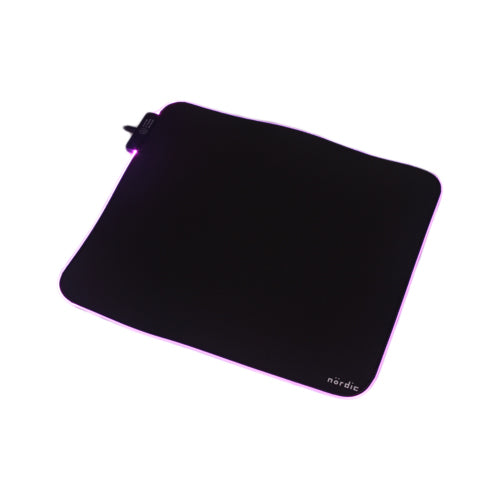 NÖRDIC GAME-N1035 RGB Gaming mouse pad, 450x400x4mm (M), Non-slip base made of natural rubber, Elastane fabric top, Black