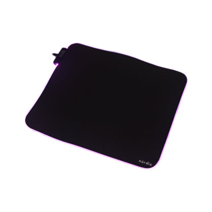 NÖRDIC GAME-N1035 RGB Gaming mouse pad, 450x400x4mm (M), Non-slip base made of natural rubber, Elastane fabric top, Black