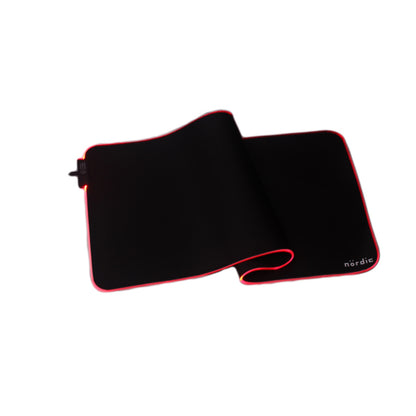 NÖRDIC GAME-N1036 RGB Gaming mouse pad, 900x400x4mm (L), Non-slip base made of natural rubber, Elastane fabric top, Black