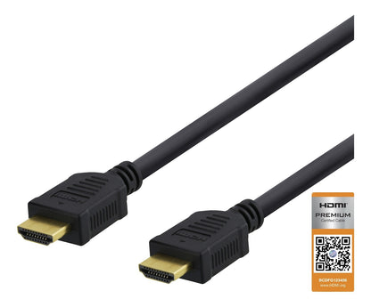 DELTACO HDMI-1015D High-Speed Premium HDMI-kabel - 1,5 meter - Ethernet, 4K UHD - Zwart