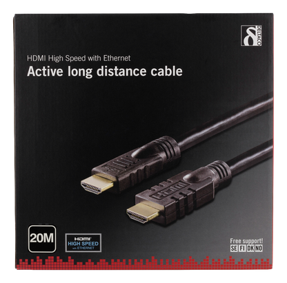DELTACO HDMI-1200 Active HDMI High Speed ​​with Ethernet cable - Built-in amplification - 4K 30Hz - Gold-plated - 20 meters