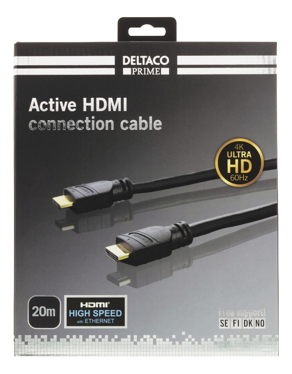 DELTACO HDMI-3200 Actieve HDMI High Speed ethernet kabel - 4K Ultra HD 60Hz - 20 meter