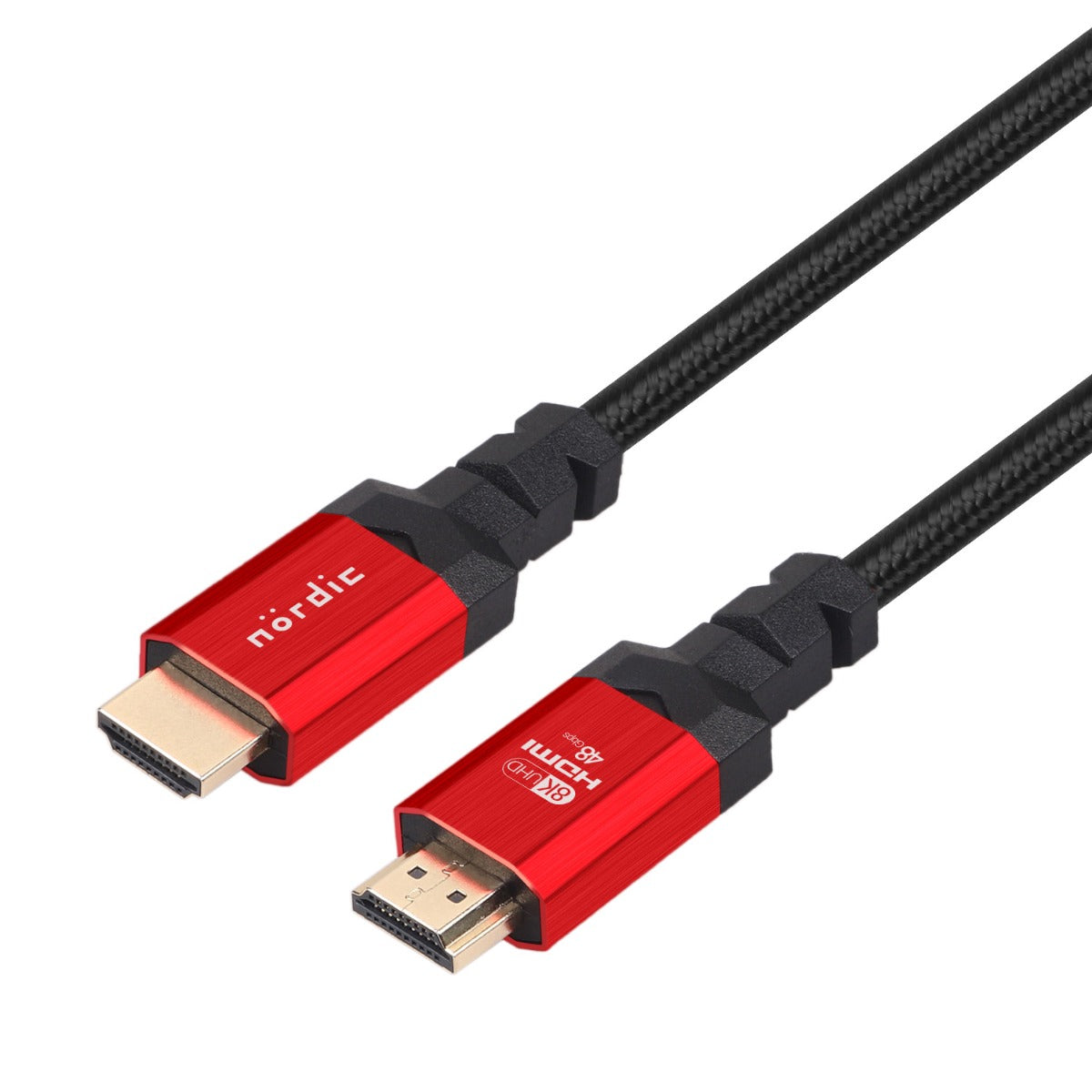 NÖRDIC HDMI-N1013 HDMI Ultra High Speed ​​cable - Certified - 8K HDMI 2.1 - 1m - Black/Red