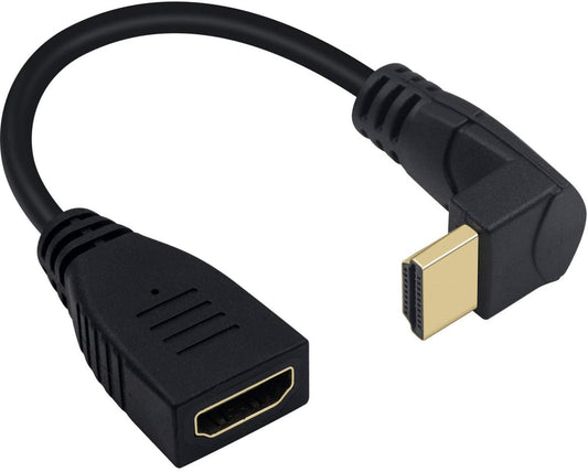 NÖRDIC HDMI-408 HDMI naar HDMI haakse adapter - 4K30Hz - Mannetje naar Vrouwtje - 20cm - Zwart