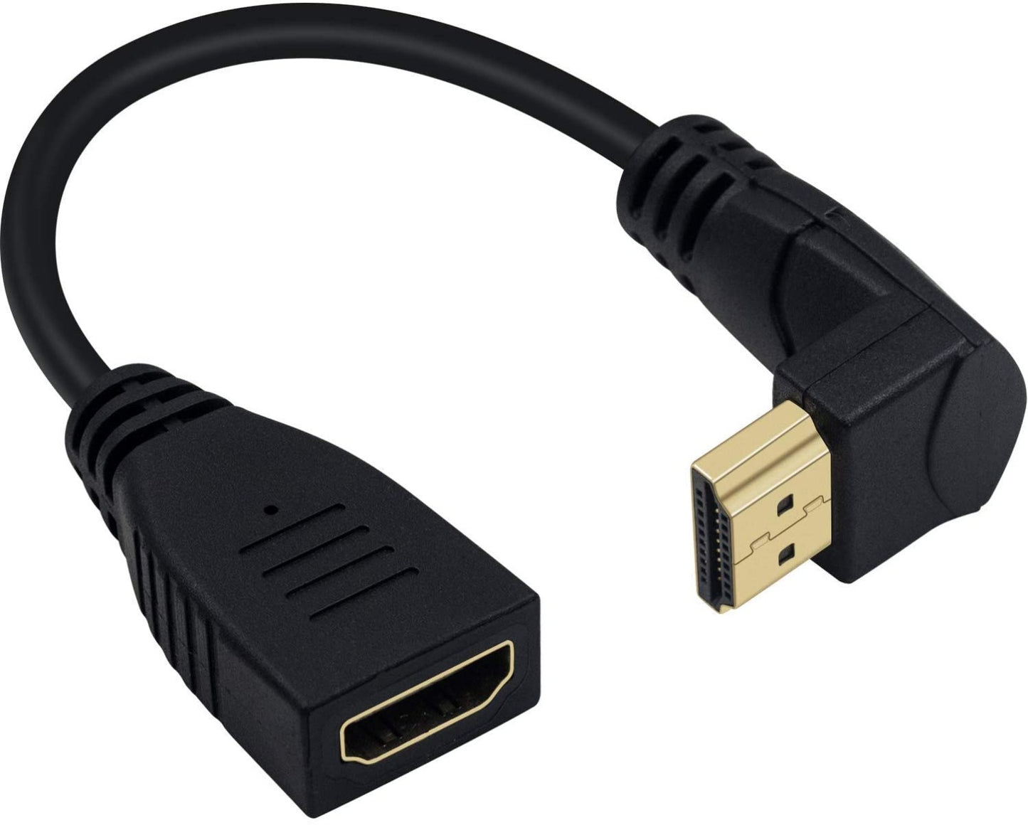 NÖRDIC HDMI-409 HDMI naar HDMI haakse adapter - 4K30Hz - Mannetje naar Vrouwtje - 20cm - Zwart