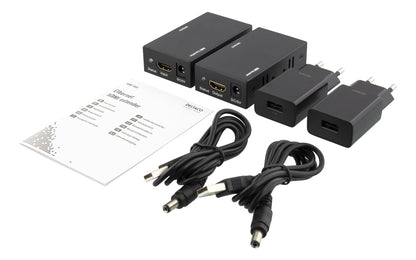 DELTACO HDMI-5002, HDMI via Ethernet-extender, tot 60 m, Full HD, Cat 6, zwart