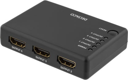 DELTACO PRIME HDMI-7005, 4 Poorts HDMI 1.4a splitter, met 3D, 4K en HDCP 1.3 ondersteuning