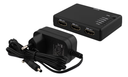 Deltaco HDMI-7051 HDMI Splitter 1 input naar 4 output FullHD 1080p max. 15 meter HDCP 3D incl. voeding zwart