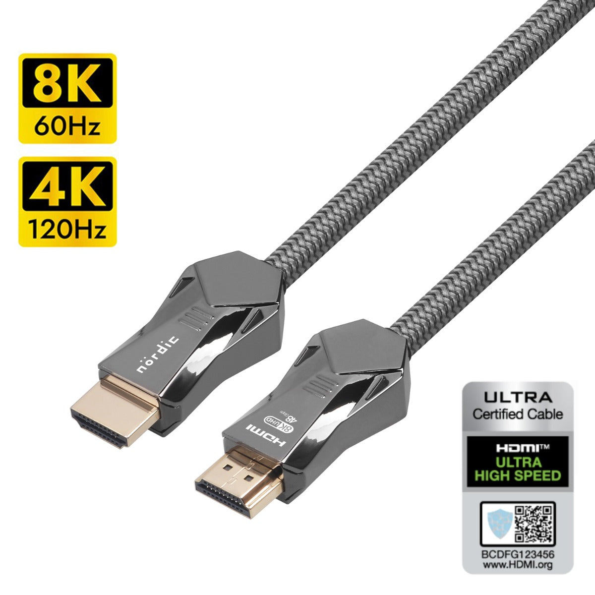 NÖRDIC HDMI-N1005B - ​​Ultra High Speed ​​- HDMI 2.1 - 8K 60Hz - 4K 120Hz - 48Gbps - 0.5m
