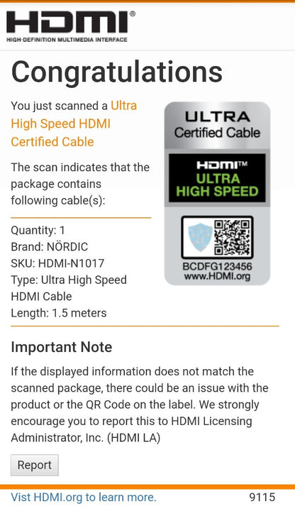 NÖRDIC HDMI-N1017 HDMI Ultra High Speed kabel - Gecertificeerd - 8K 60Hz - 48Gbps - Dynamische HDR eARC ondersteuning - HDMI 2.1 - 1.50m - Rood/Zwart