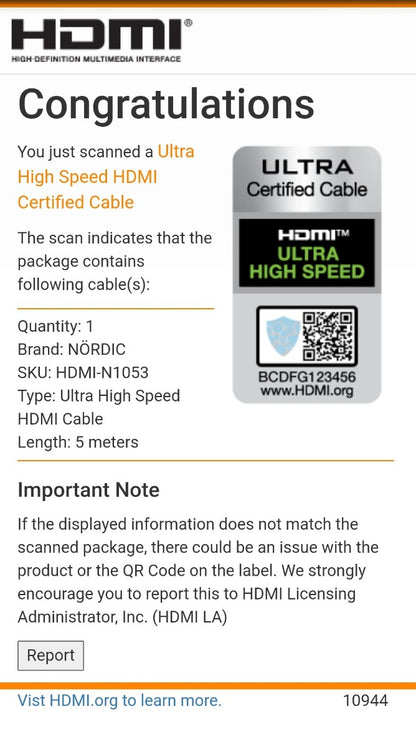 NÖRDIC HDMI-N1053 HDMI Ultra High Speed kabel - Gecertificeerd - 8K HDMI 2.1 - 5m - Zwart/Rood