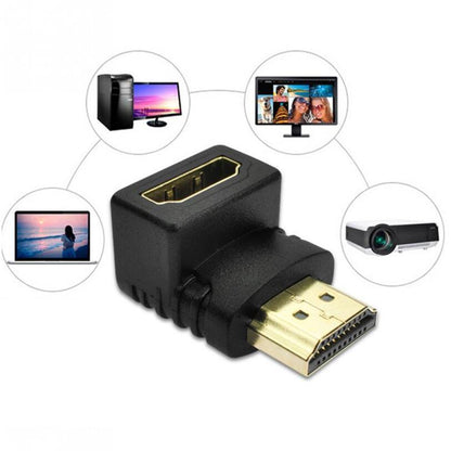 NÖRDIC HDMI-N5011 HDMI naar HDMI haakse adapter - Mannetje naar Vrouwtje - 4K - Zwart