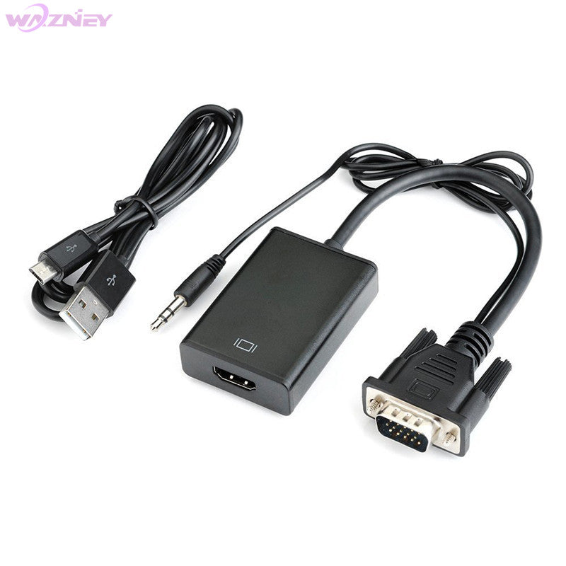 NÖRDIC HDMI-NVGA VGA to HDMI adapter, FullHD 1080p 60Hz, Black