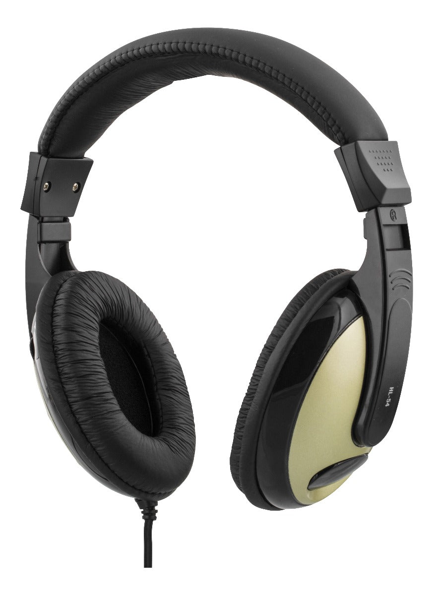 Deltaco HL-54 Koptelefoon, volumeregeling, 2.5m kabel, zwart/goud
