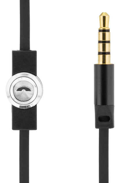 STREETZ HL-W109 In-ear oordopjes met microfoon en antwoordknop - IP67 Waterdicht - 1,2m platte kabel - Zwart