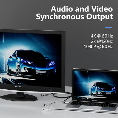 NÖRDIC HMDP-110 HDMI naar Displayport Kabel - USB-A - 4K60Hz - 18Gbps - 1m - Grijs