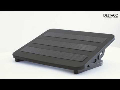 DELTACO OFFICE DELO-0300, Ergonomische voetensteun voor bureau, anti-slip, kantelbaar, staal, zwart